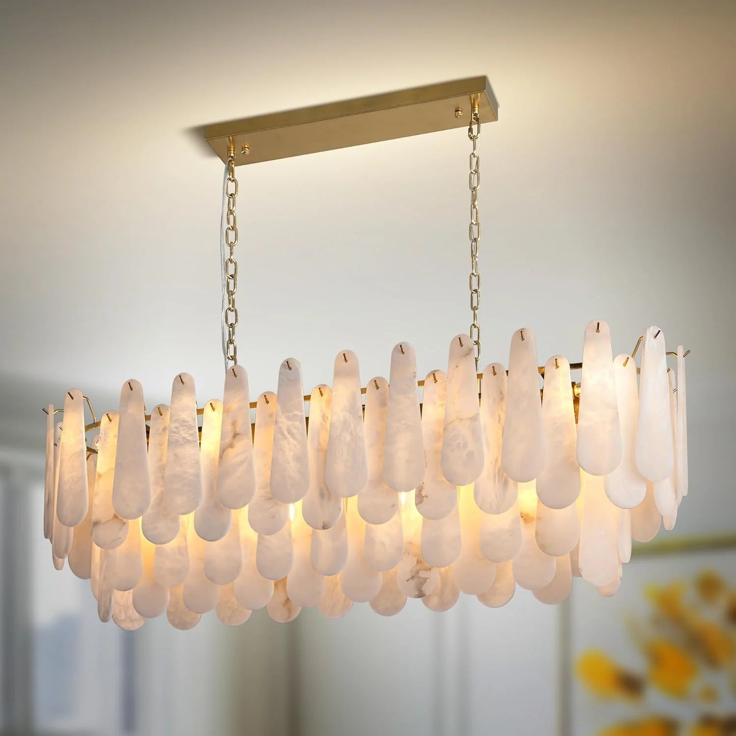 Modern Alabaster Rectangle Chandelier