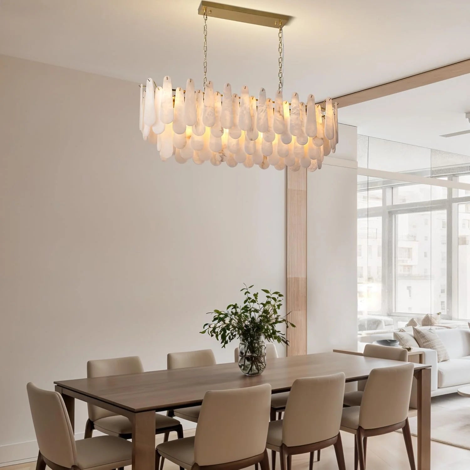 Modern Alabaster Rectangle Chandelier