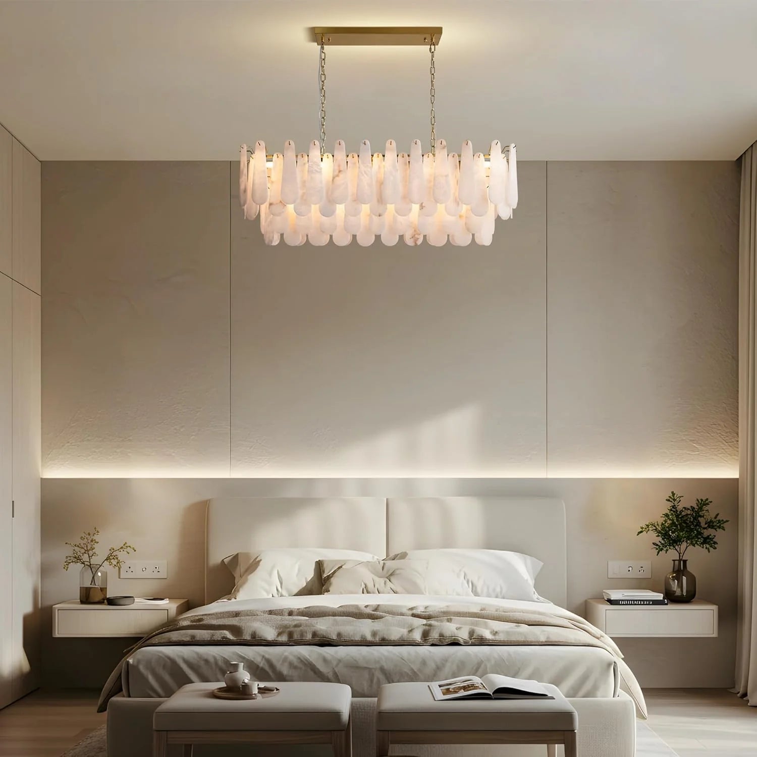 Modern Alabaster Rectangle Chandelier