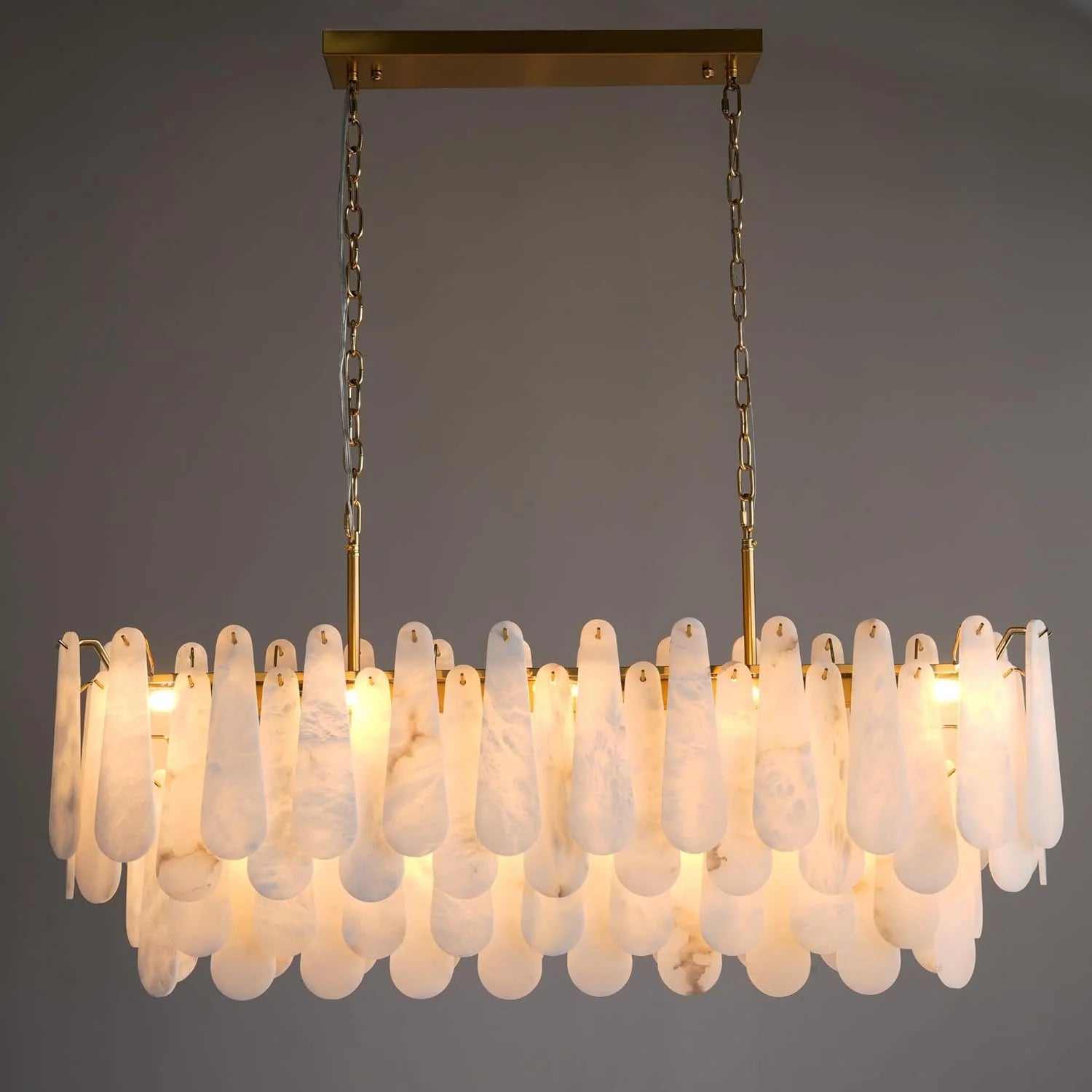 Modern Alabaster Rectangle Chandelier