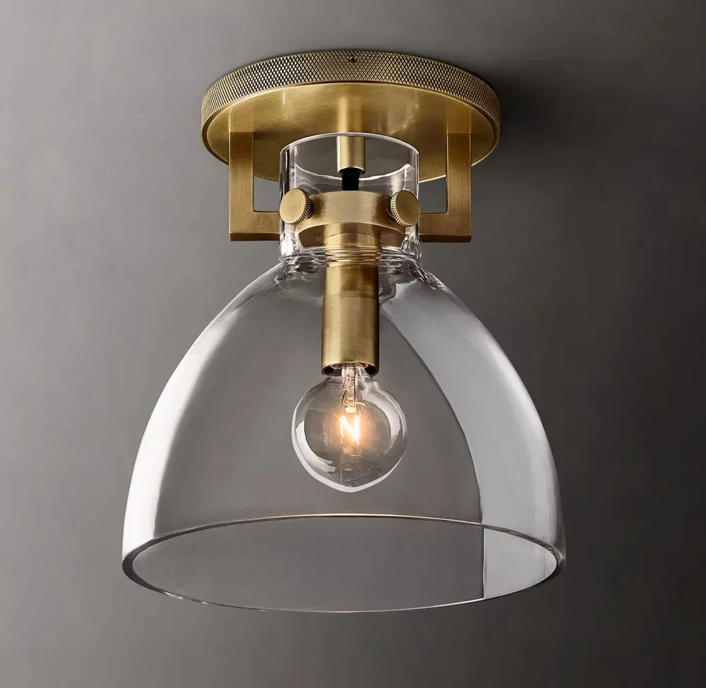 Machinist Modern Round Glass Cylinder Shade Flushmount