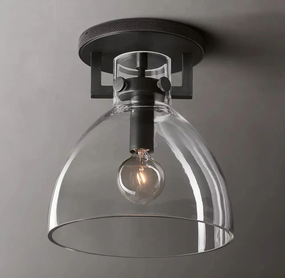 Machinist Modern Round Glass Cylinder Shade Flushmount