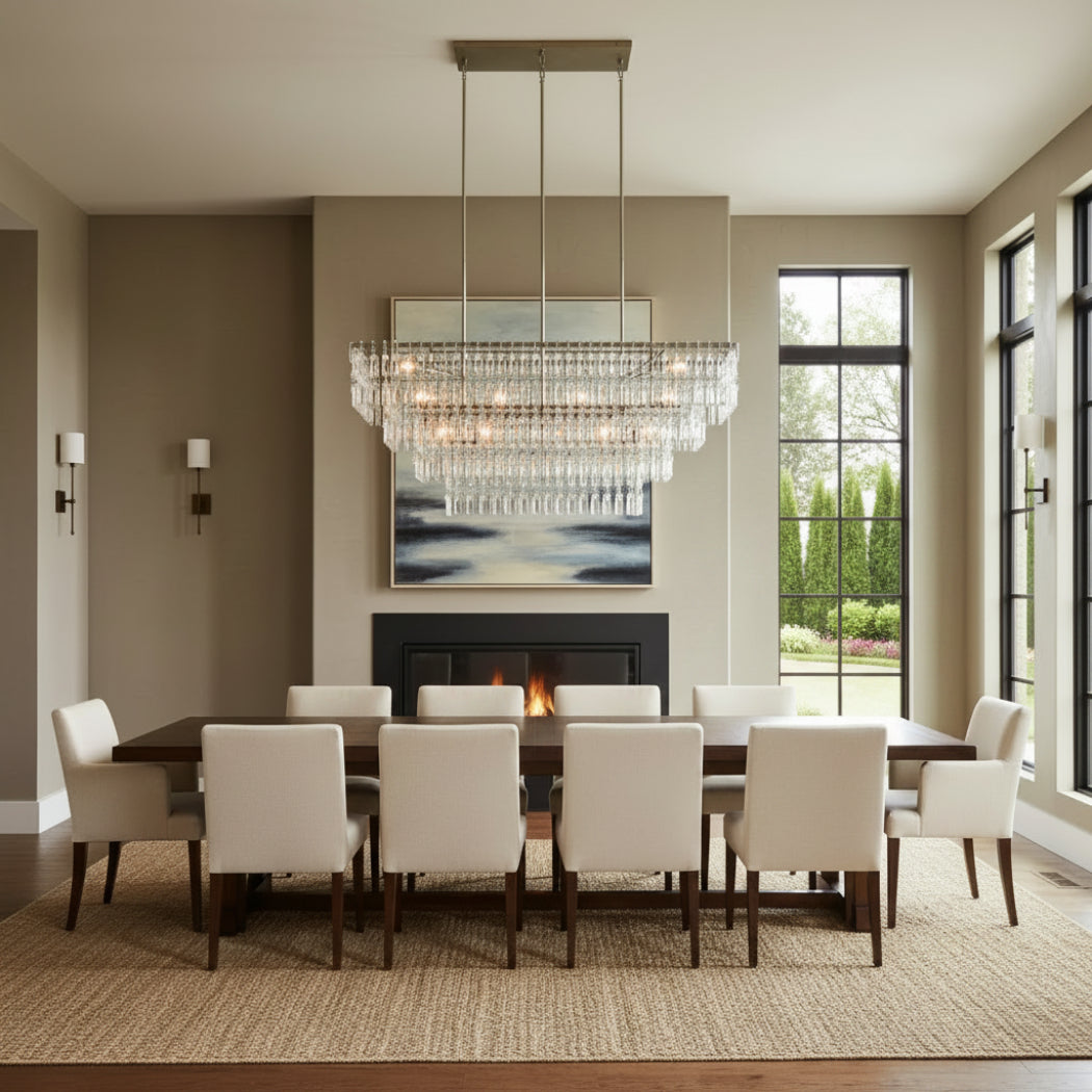 Marignans Modern Crystal Rectangle Chandelier 72"