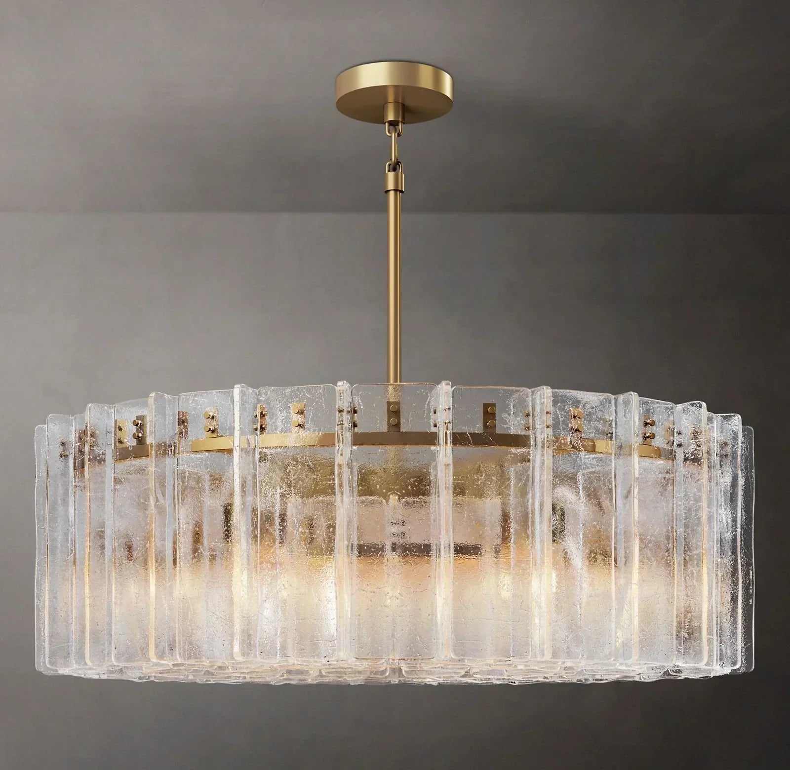 Lattice Modern Clear Glass Round Chandelier 48"
