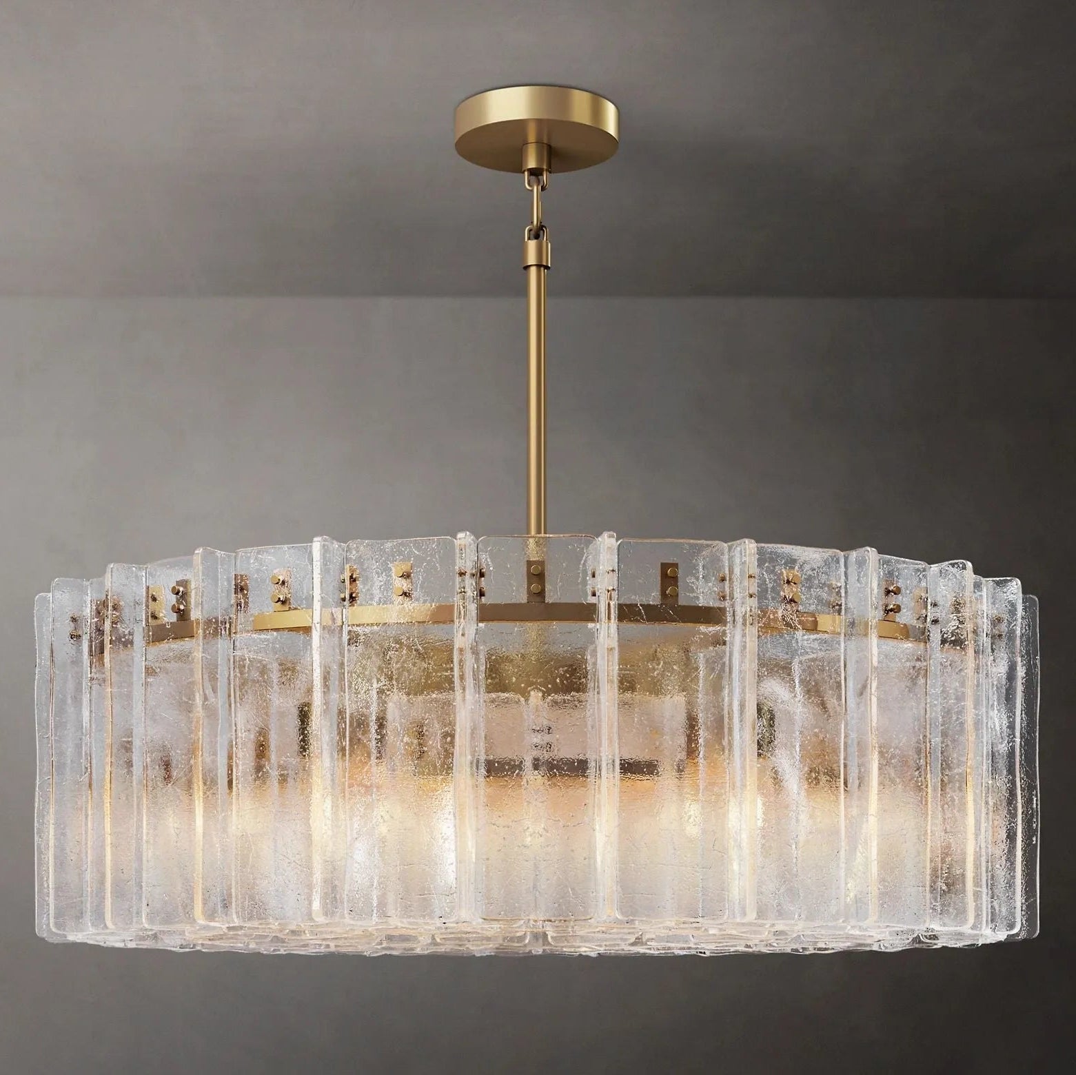 Lattice Modern Clear Glass Round Chandelier 48"
