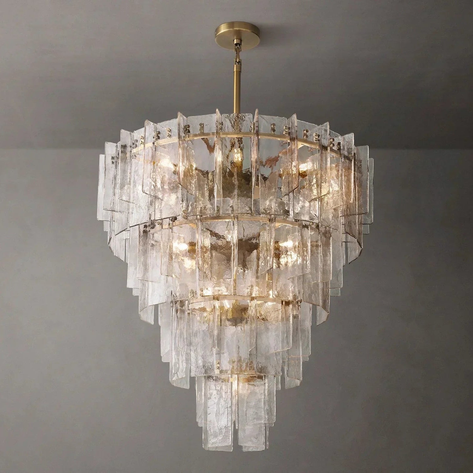 Lattice Modern Clear Glass Tired Chandelier 47"