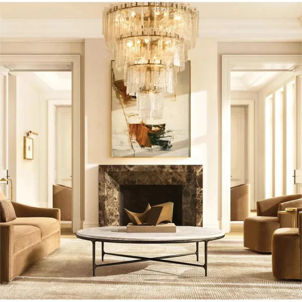 Lattice Modern Smoke Glass Tired Chandelier 47"