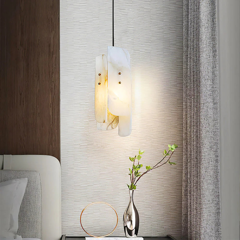 Modern Mini Alabaster White Pendant Light