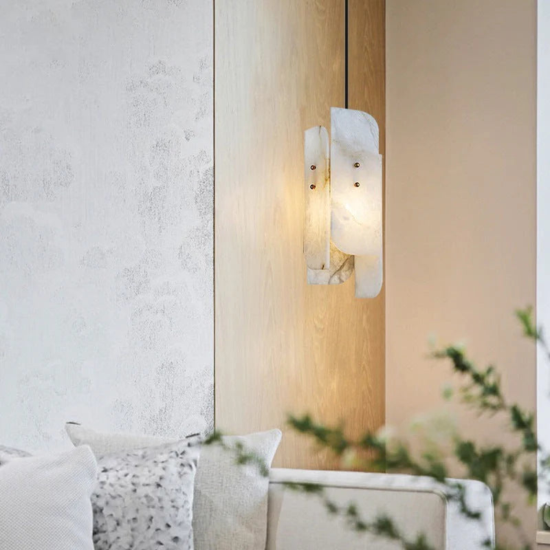 Modern Mini Alabaster White Pendant Light