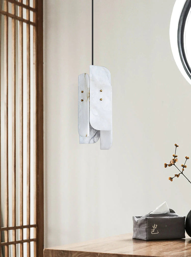 Modern Mini Alabaster White Pendant Light