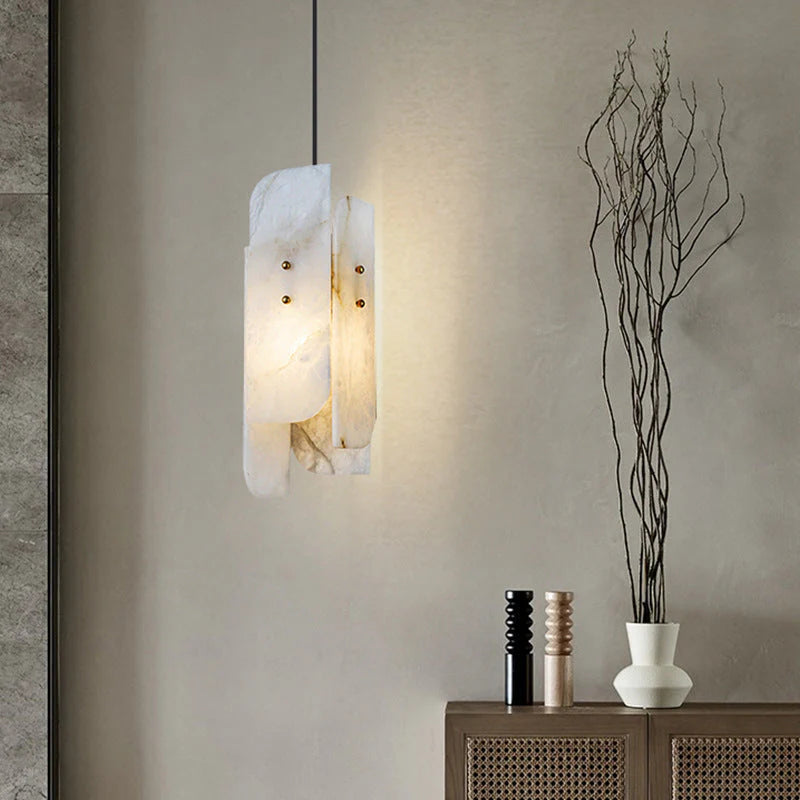 Modern Mini Alabaster White Pendant Light