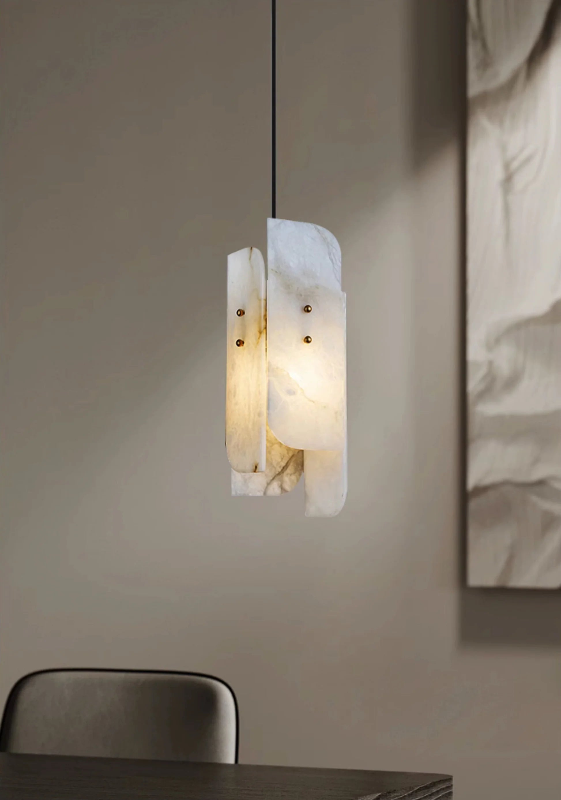 Modern Mini Alabaster White Pendant Light