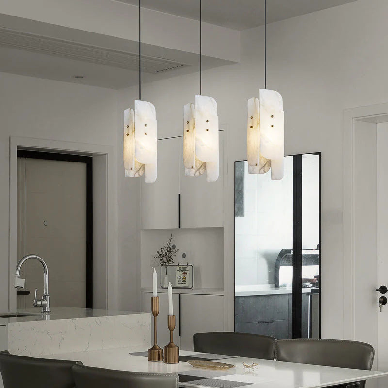 Modern Mini Alabaster White Pendant Light