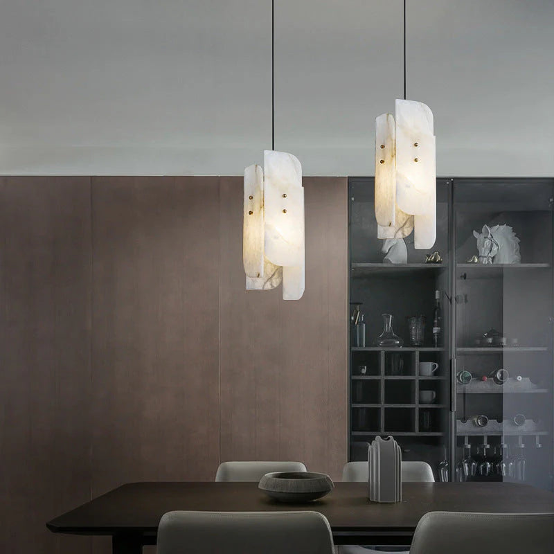 Modern Mini Alabaster White Pendant Light