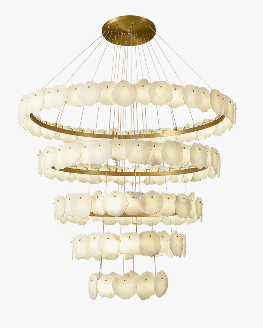 Modern Tiered Circular Alabaster Chandelier