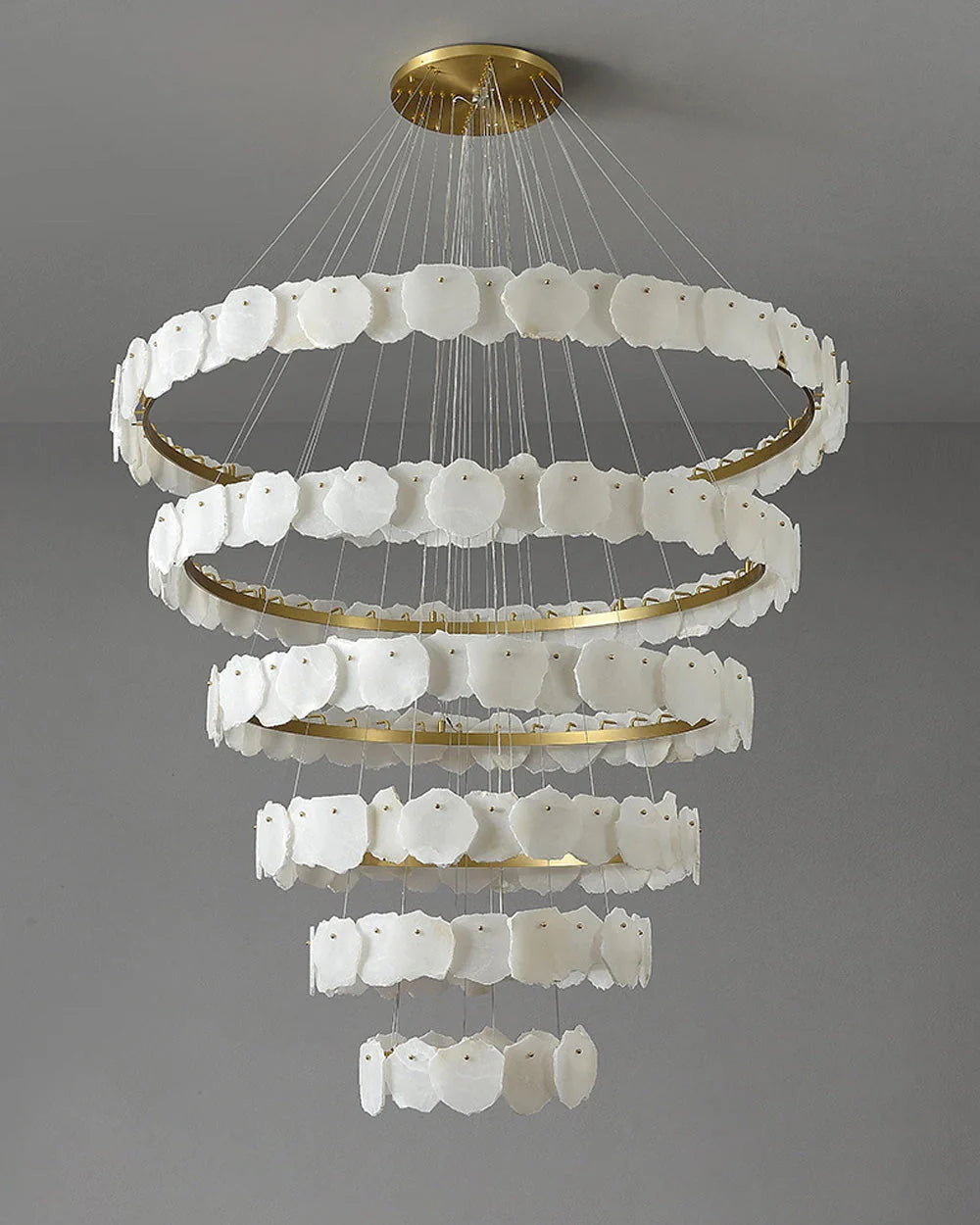 Modern Tiered Circular Alabaster Chandelier