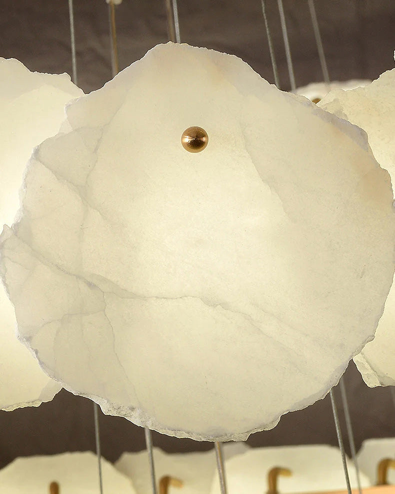 Modern Tiered Circular Alabaster Chandelier
