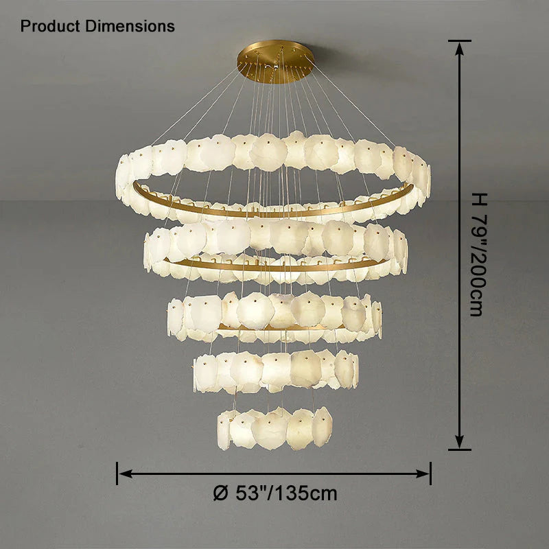 Modern Tiered Circular Alabaster Chandelier