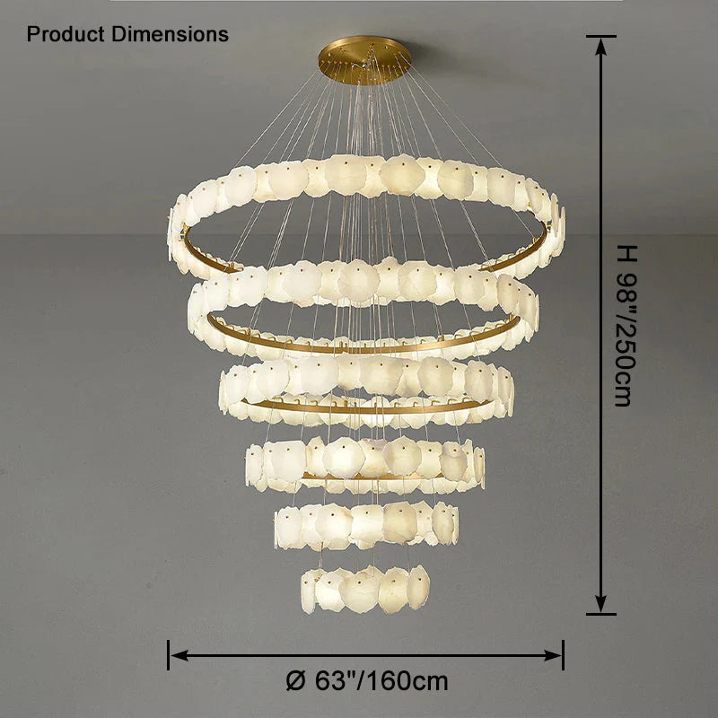 Modern Tiered Circular Alabaster Chandelier