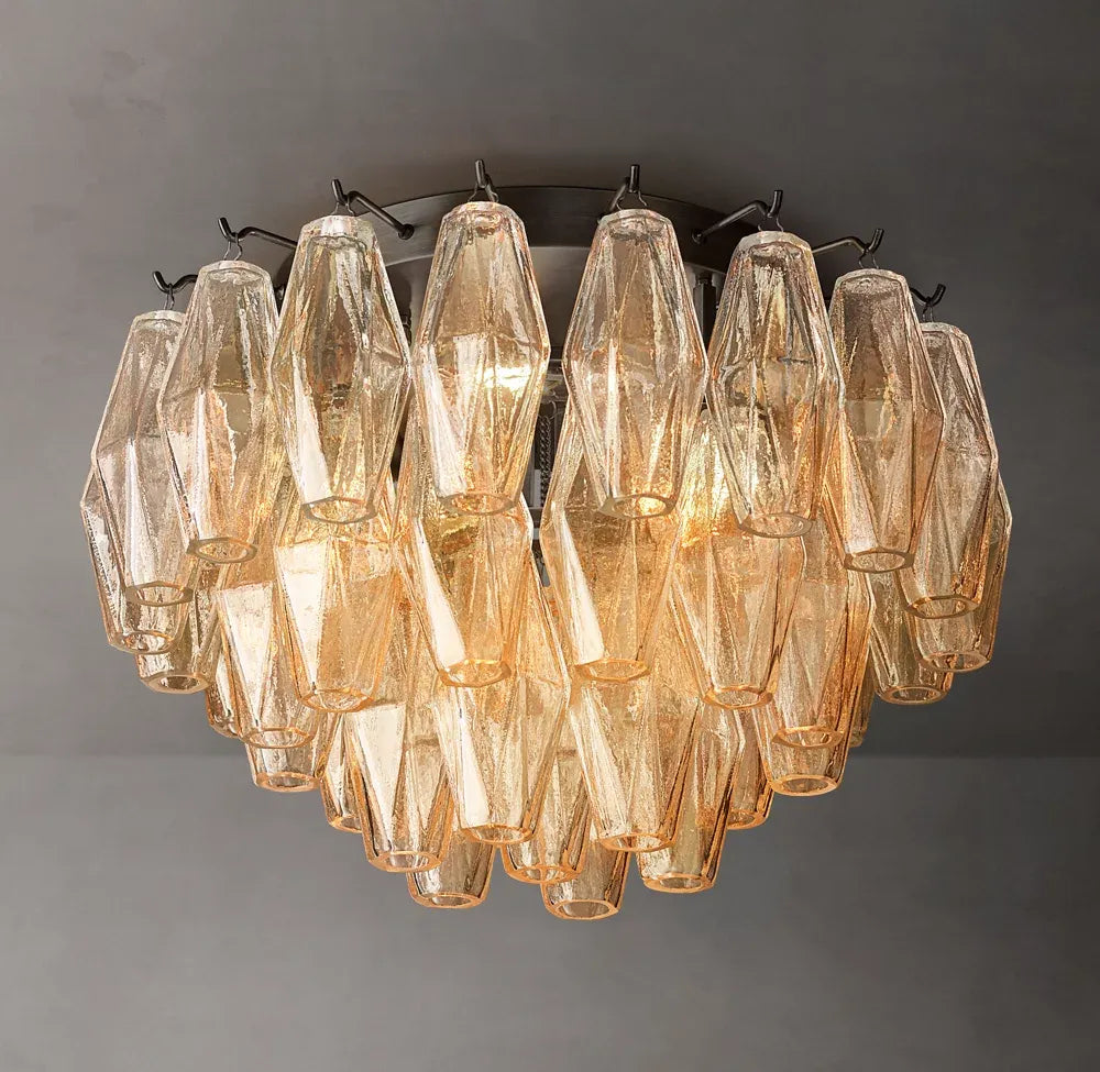Mia Clear Glass Flushmount Chandelier 17"