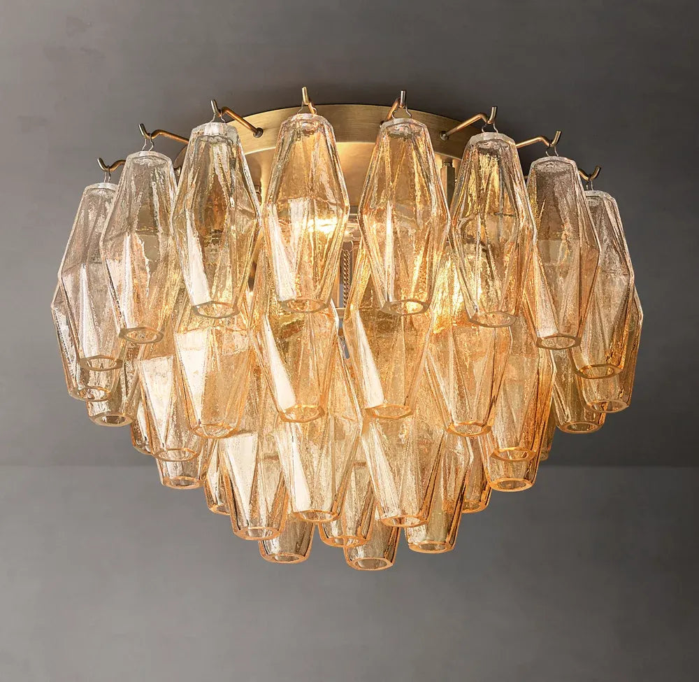 Mia Clear Glass Flushmount Chandelier 17"