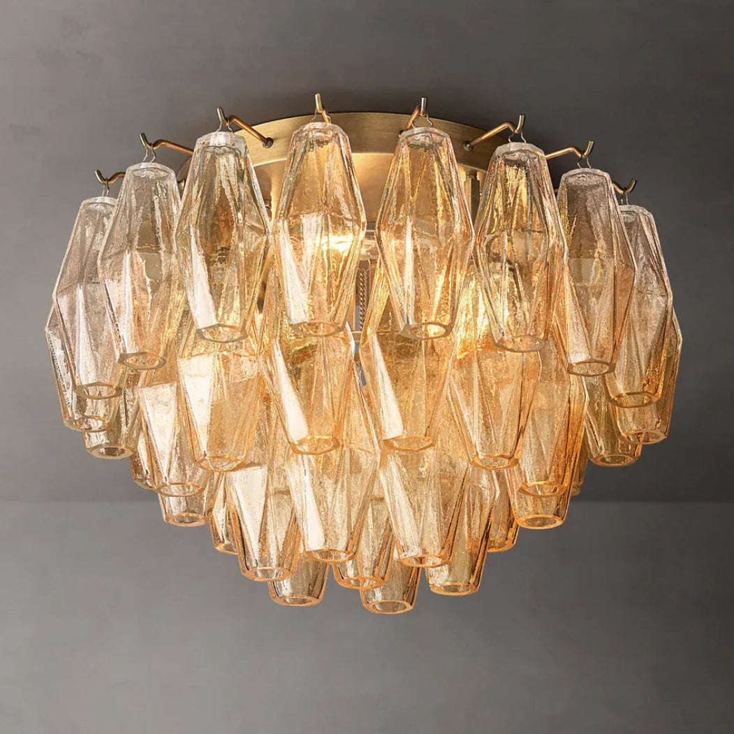 Mia Clear Glass Flushmount Chandelier 17"