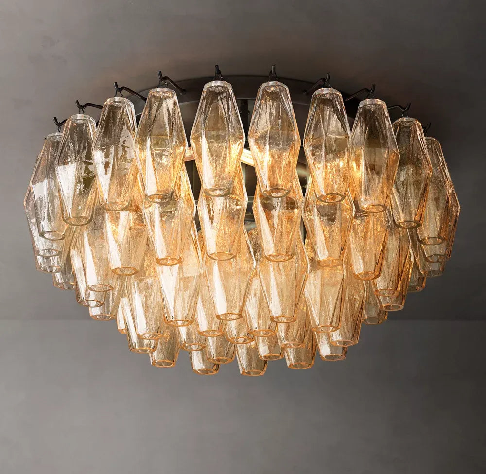 Mia Clear Glass Flushmount Chandelier 24”