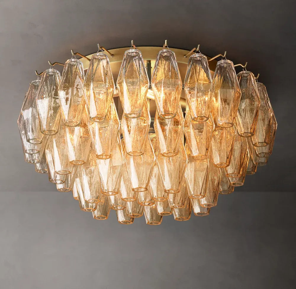 Mia Clear Glass Flushmount Chandelier 24”