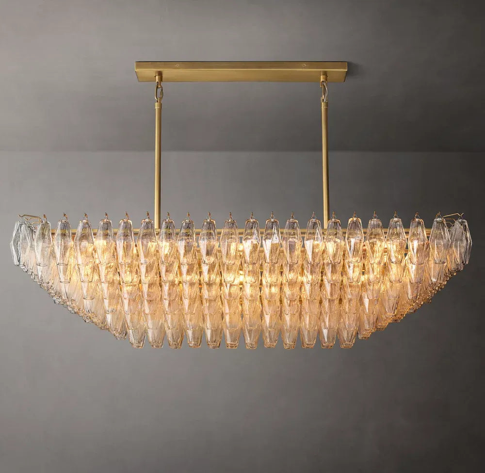 Mia Clear Glass Tiered Rectangular Chandelier 54"
