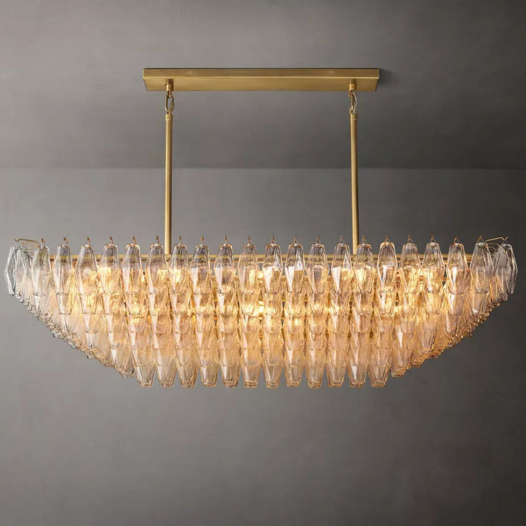 Mia Clear Glass Tiered Rectangular Chandelier 54"