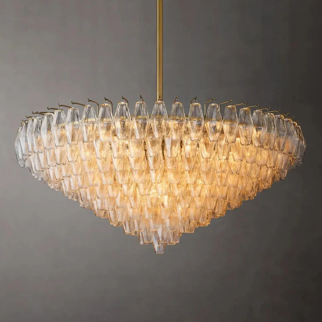 Mia Clear Glass Tiered Round Chandelier 47"