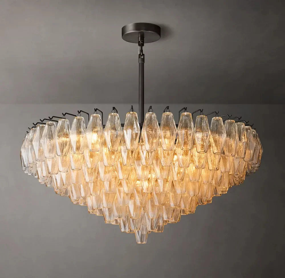Mia Clear Glass Tiered Round Chandelier 37”