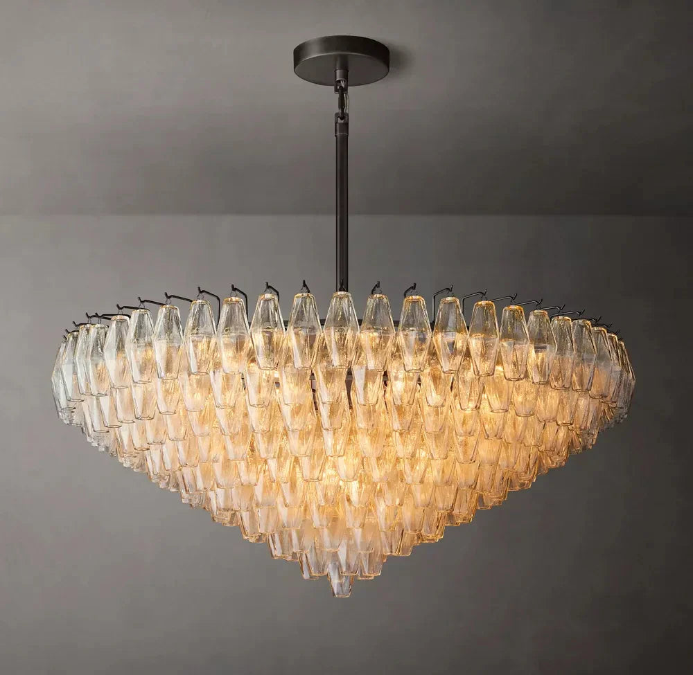 Mia Clear Glass Tiered Round Chandelier 37”