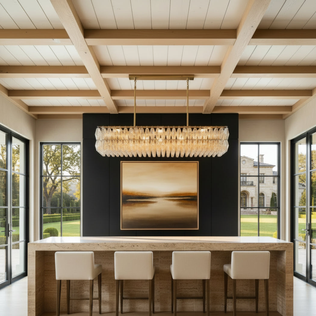 Mia Clear Glass Rectangular Chandelier 54"
