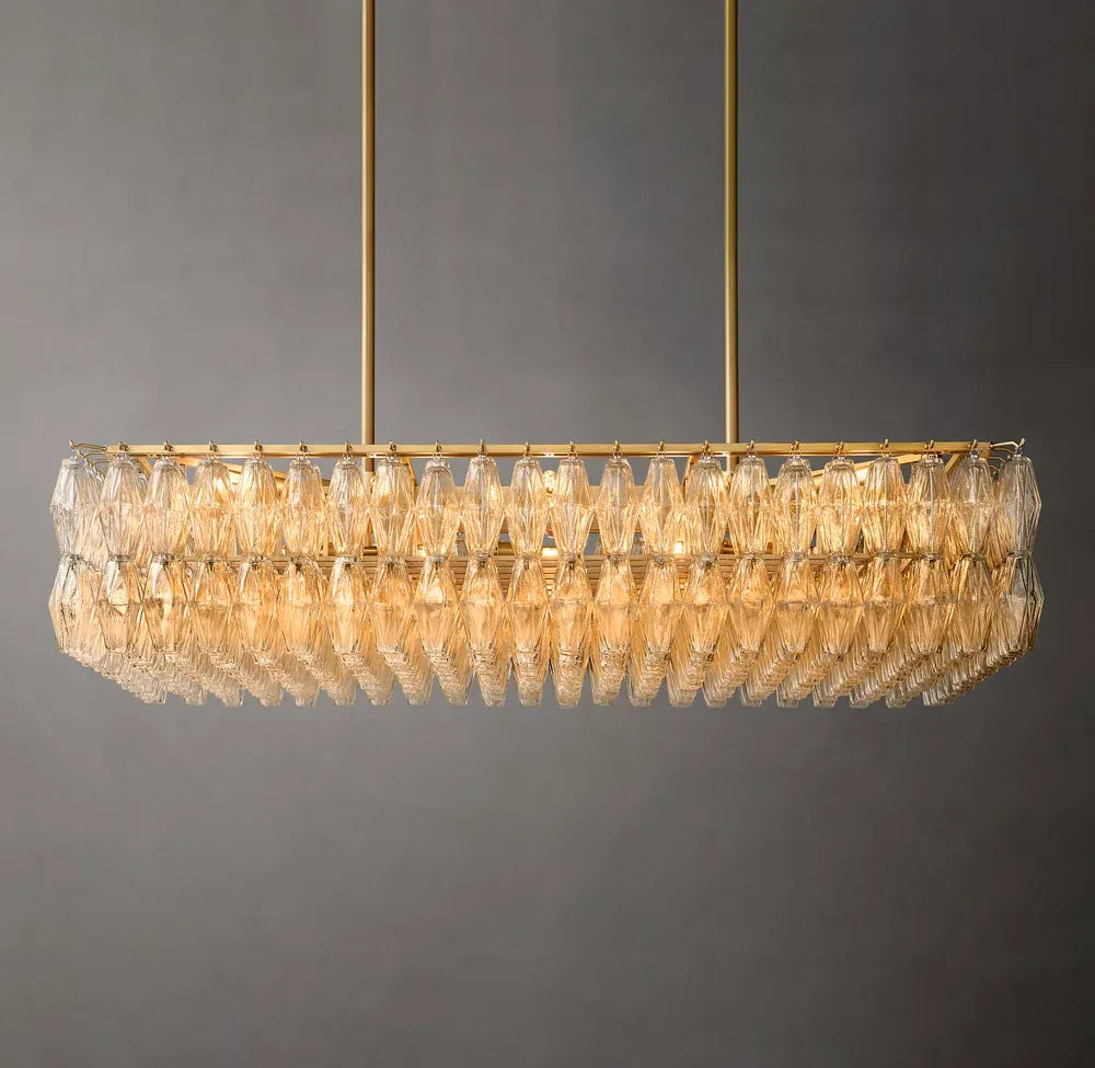 Mia Clear Glass Rectangular Chandelier 54"