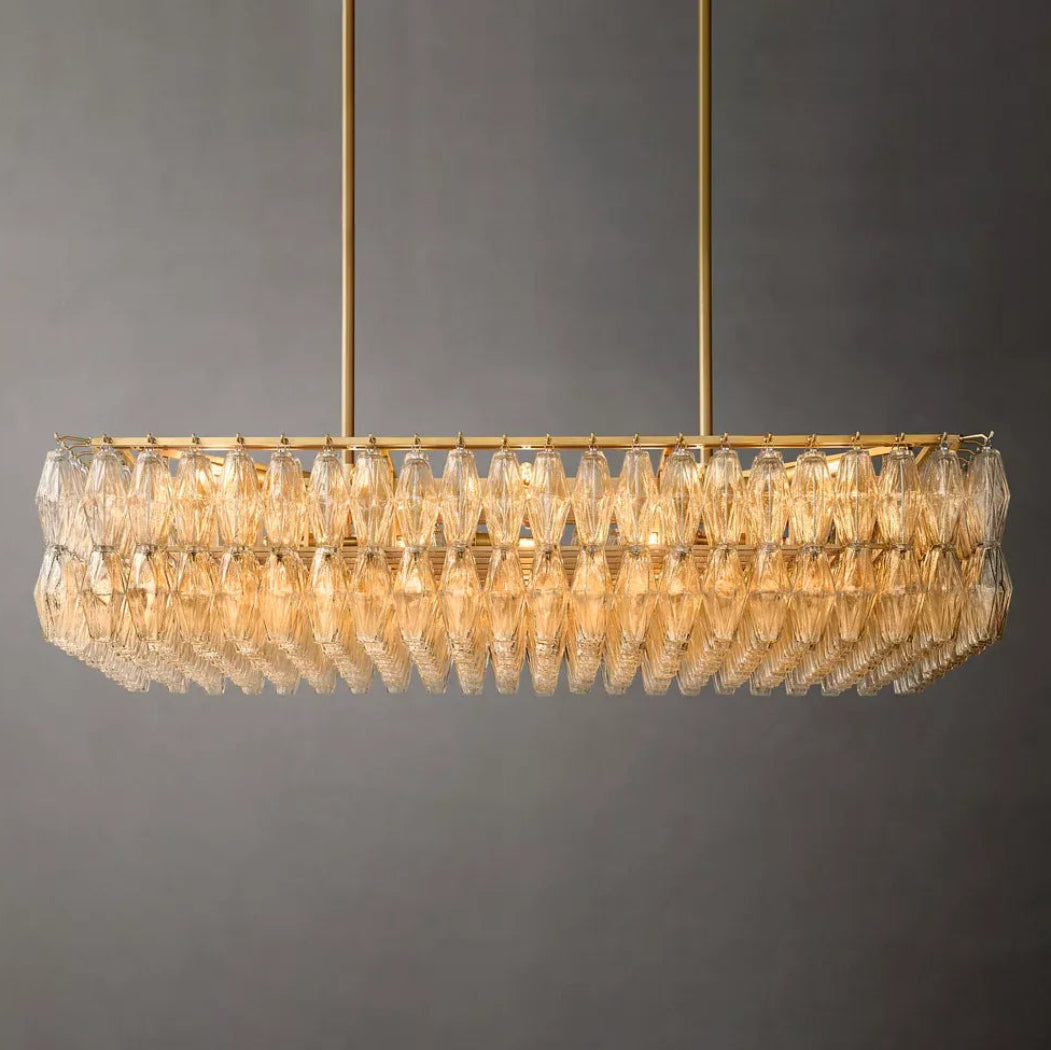 Mia Clear Glass Rectangular Chandelier 54"