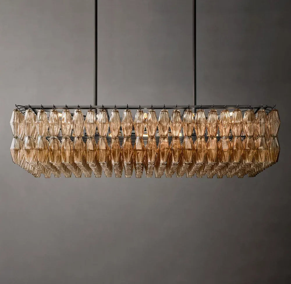 Mia Smoke Glass Rectangular Chandelier 54"