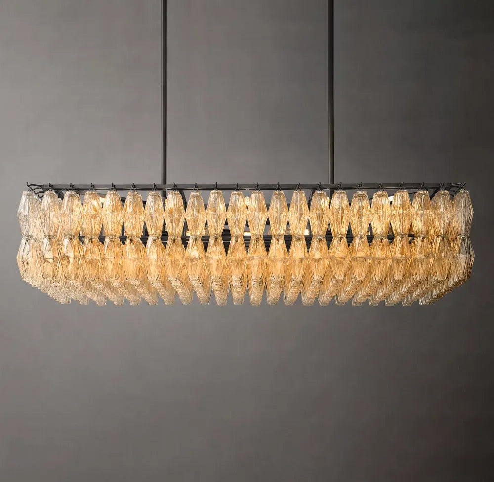 Mia Clear Glass Rectangular Chandelier 54"