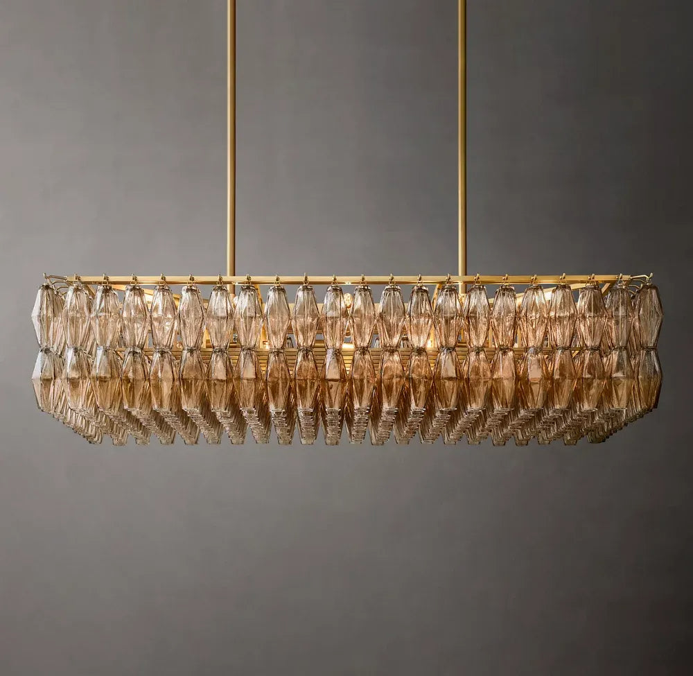 Mia Smoke Glass Rectangular Chandelier 54"