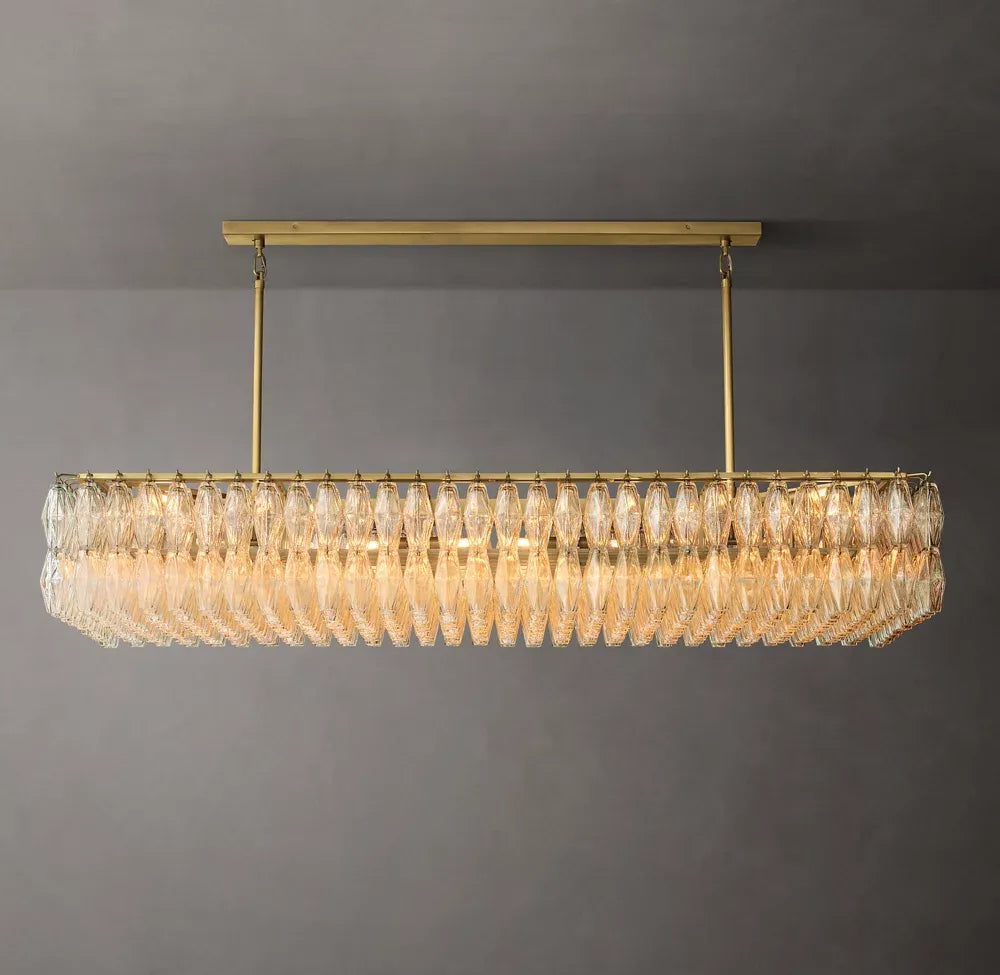 Mia Clear Glass Rectangular Chandelier 74"