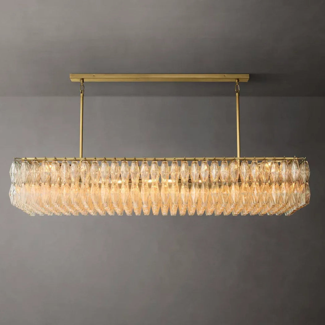 Mia Clear Glass Rectangular Chandelier 74"