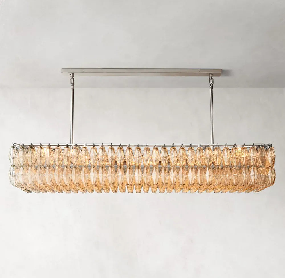 Mia Clear Glass Rectangular Chandelier 74"