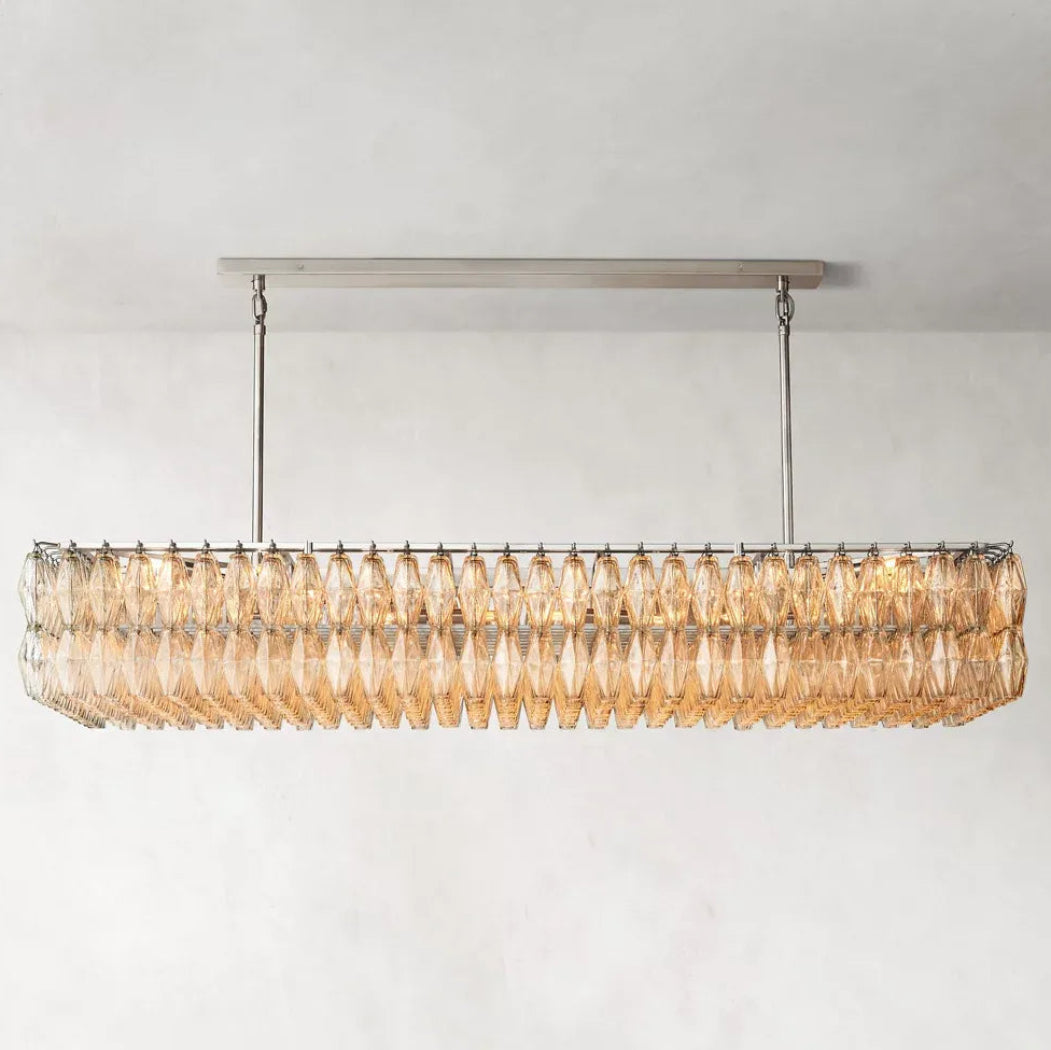 Mia Clear Glass Rectangular Chandelier 74"