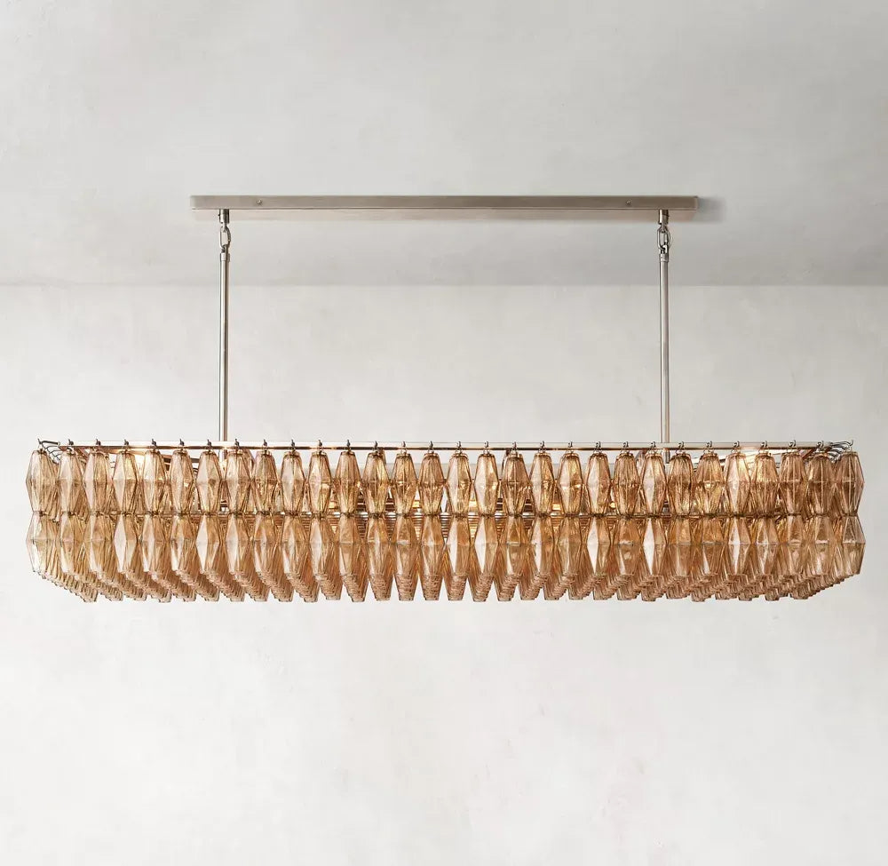 Mia Somke Glass Rectangular Chandelier 74"
