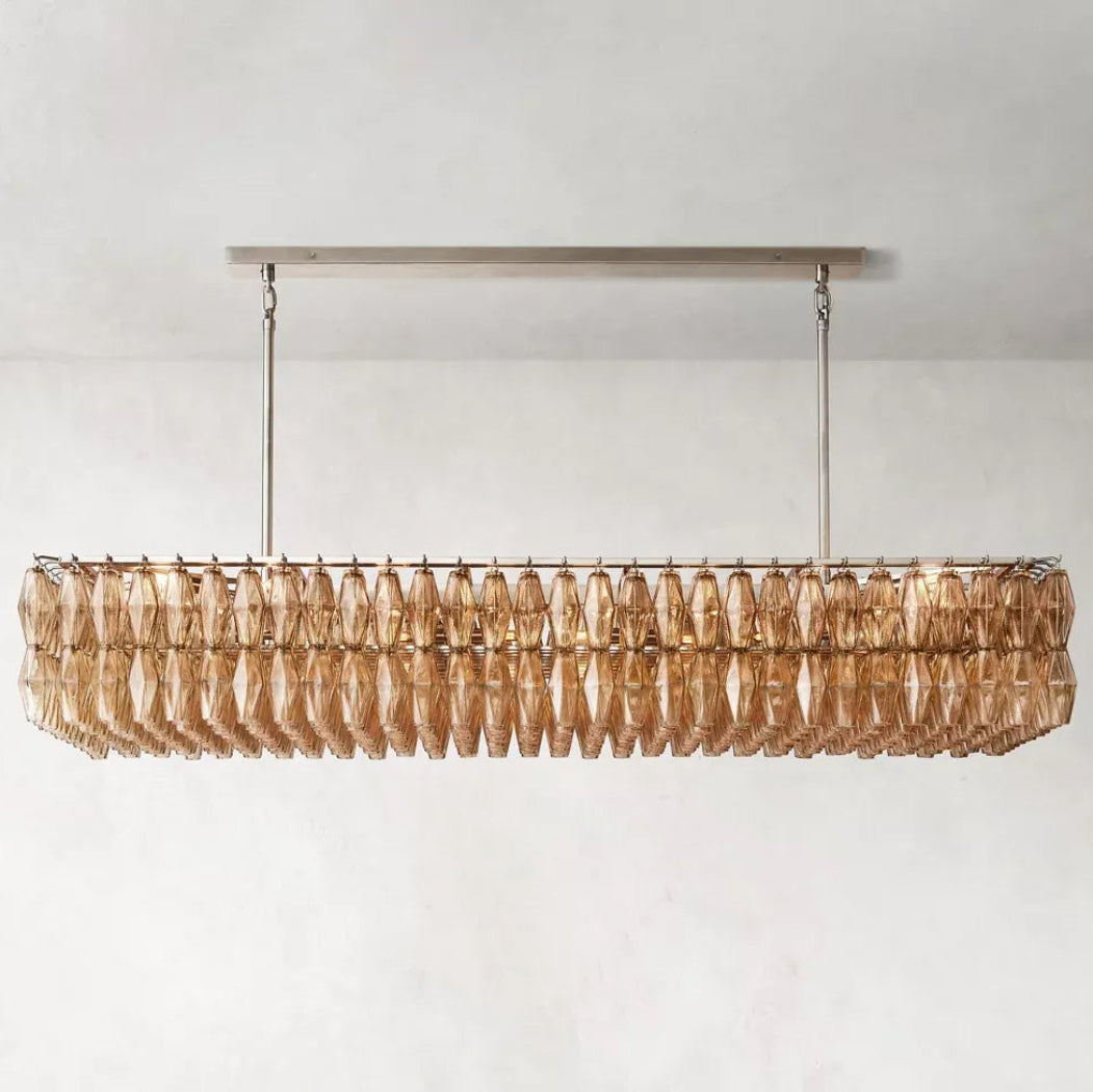 Mia Somke Glass Rectangular Chandelier 74"