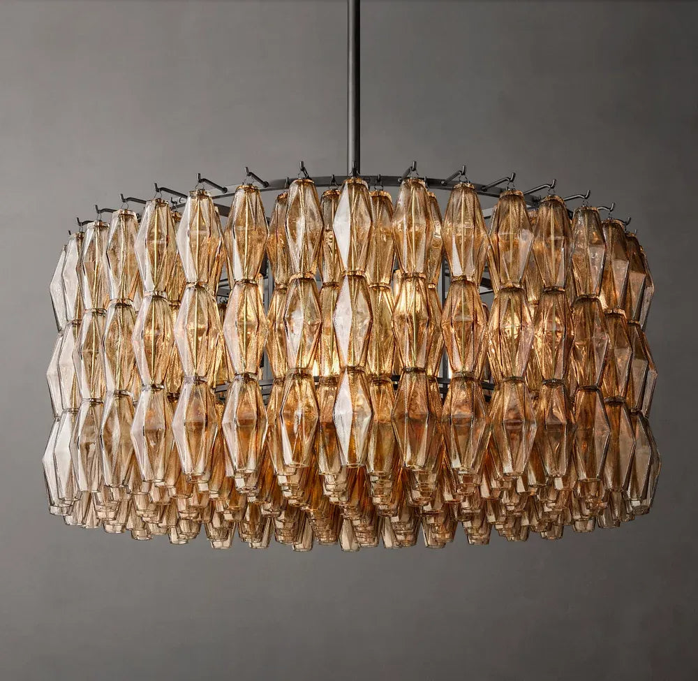 Mia Somke Glass Round Chandelier 37"