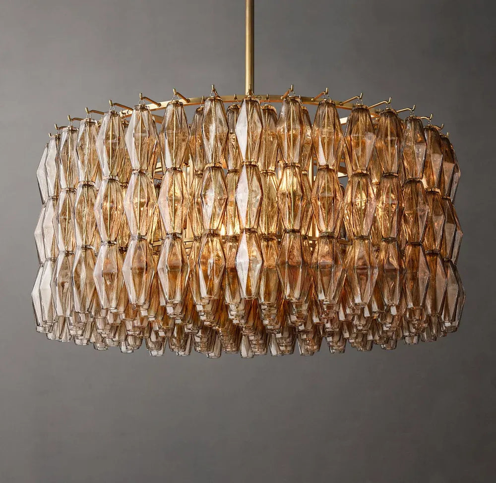 Mia Somke Glass Round Chandelier 37"