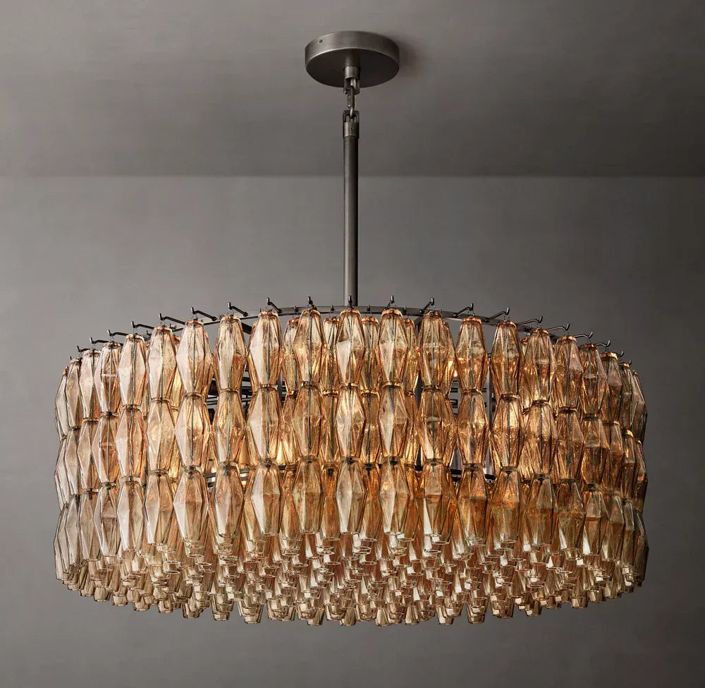 Mia Smoke Glass Round Chandelier 47"