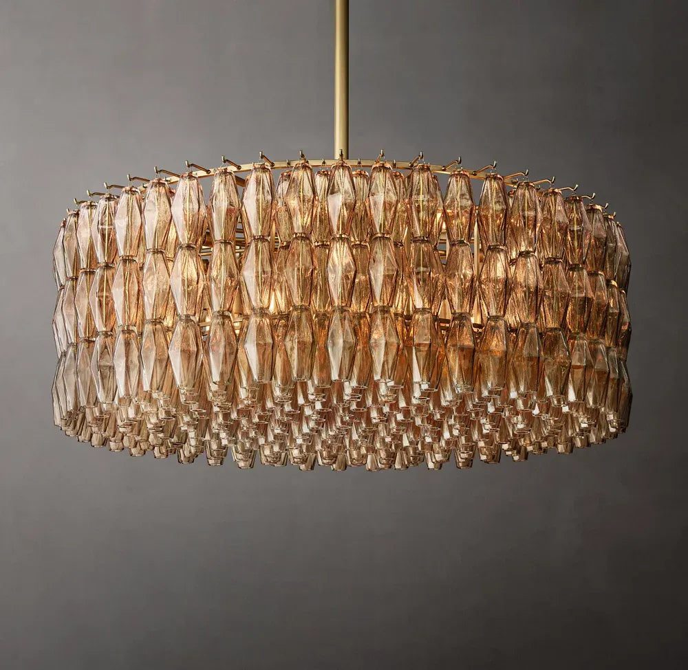 Mia Smoke Glass Round Chandelier 47"