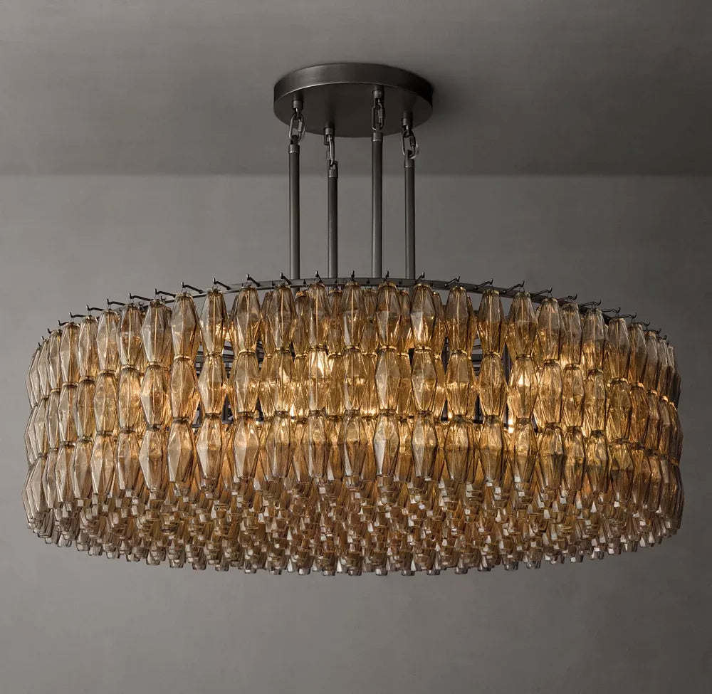 Mia Somke Glass Round Chandelier 62"